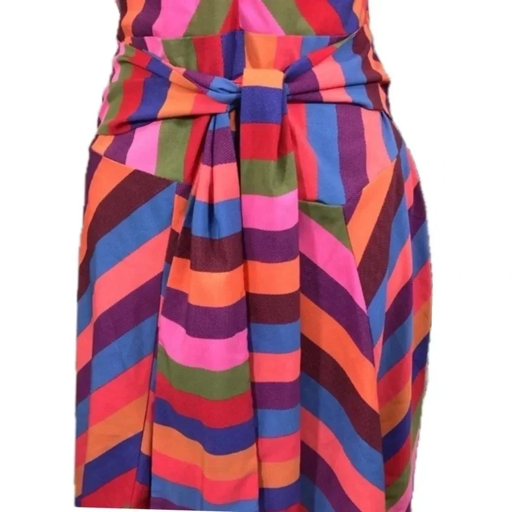 A New Day Vibrant Multi Colored Striped Asymmetrical Sun Dress medium - Picture 11 of 12